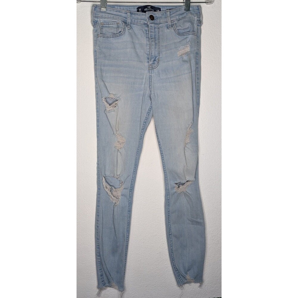 Hollister Womens High Rise Super Skinny Crop Jeans Raw Hem Size 3R (26x26) (1014